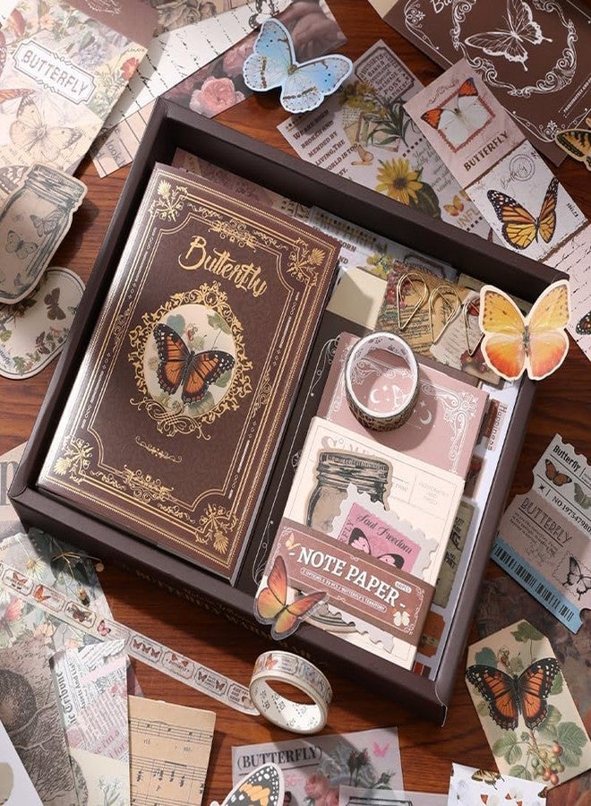 RUJVE Scrapbook Stickers Pack, Art Journal Kit, Bullet Junk Journal Planners DIY Decoration Paper Stickers Craft Kits Notebook Album Aesthetic Tape,Journaling Gift For Girl (Brown Butterfly Scrapbook) - Image 4